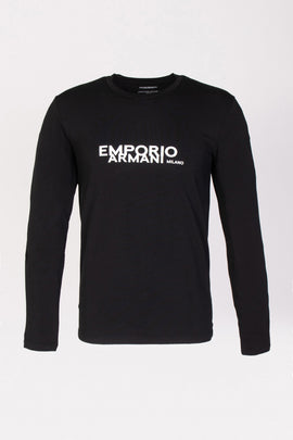RRP €79 EMPORIO ARMANI T-Shirt US36 IT46 S Coated Logo Long Sleeve Crew Neck