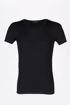 RRP €68 ZEGNA Micromodal T-Shirt Top US/UK34 EU44 XS Black Short Sleeve V-Neck