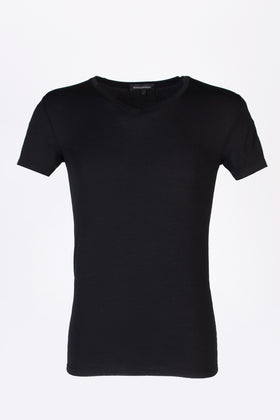 RRP €68 ZEGNA Micromodal T-Shirt Top US/UK34 EU44 XS Black Short Sleeve V-Neck gallery photo number 1