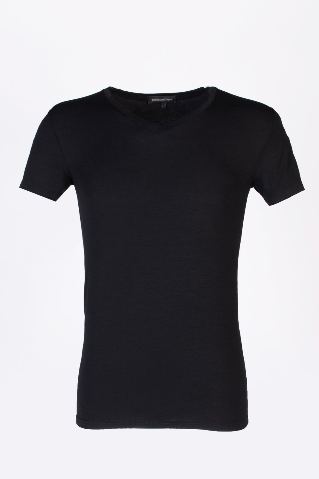 RRP €68 ZEGNA Micromodal T-Shirt Top US/UK34 EU44 XS Black Short Sleeve V-Neck gallery main photo