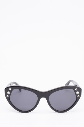 RRP€200 MOSCHINO MOS108/S Cat Eye Sunglasses Rhinestones Logo Sides Glossy Frame