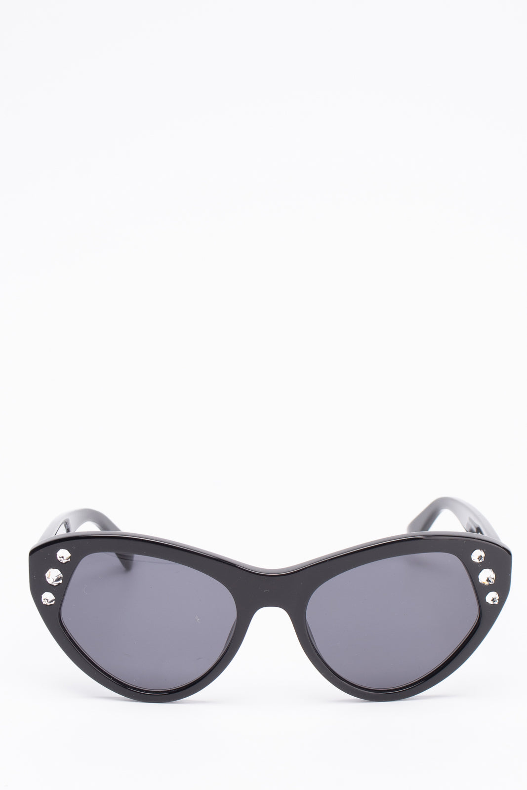 RRP€200 MOSCHINO MOS108/S Cat Eye Sunglasses Rhinestones Logo Sides Glossy Frame gallery main photo