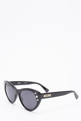 RRP€200 MOSCHINO MOS108/S Cat Eye Sunglasses Rhinestones Logo Sides Glossy Frame