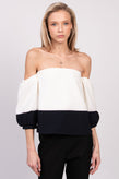 RRP €400 ALPHA STUDIO Top Blouse US6 IT42 M Two Tone Off Shoulder Made in Italy gallery photo number 3