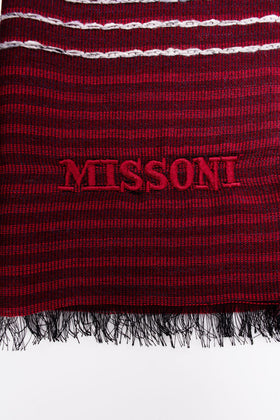 RRP€360 MISSONI Silk & Wool Stole Scarf Long Striped Pattern Made in Italy gallery photo number 8