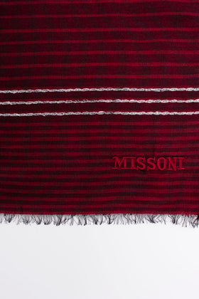 RRP€360 MISSONI Silk & Wool Stole Scarf Long Striped Frayed Edges Made in Italy gallery photo number 7