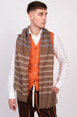 RRP€360 MISSONI Wool Shawl Wrap Scarf Long Striped Embroidered Logo Frayed gallery photo number 1