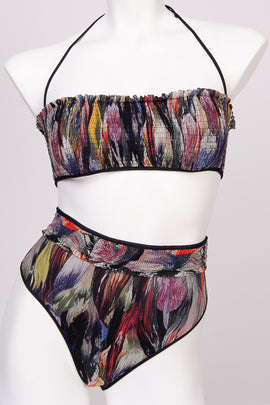 RRP €370 MISSONI MARE Shirred Bikini Set US6 IT42 M Tulip Pattern High-Waisted