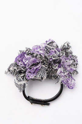 RRP€155 MISSONI Leather Strap Bracelet Floral Design Crochet Petals Frayed Edges