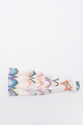 RRP€140 MISSONI MARE Headband Colour Block Zig Zag Textured Made in Italy gallery photo number 4