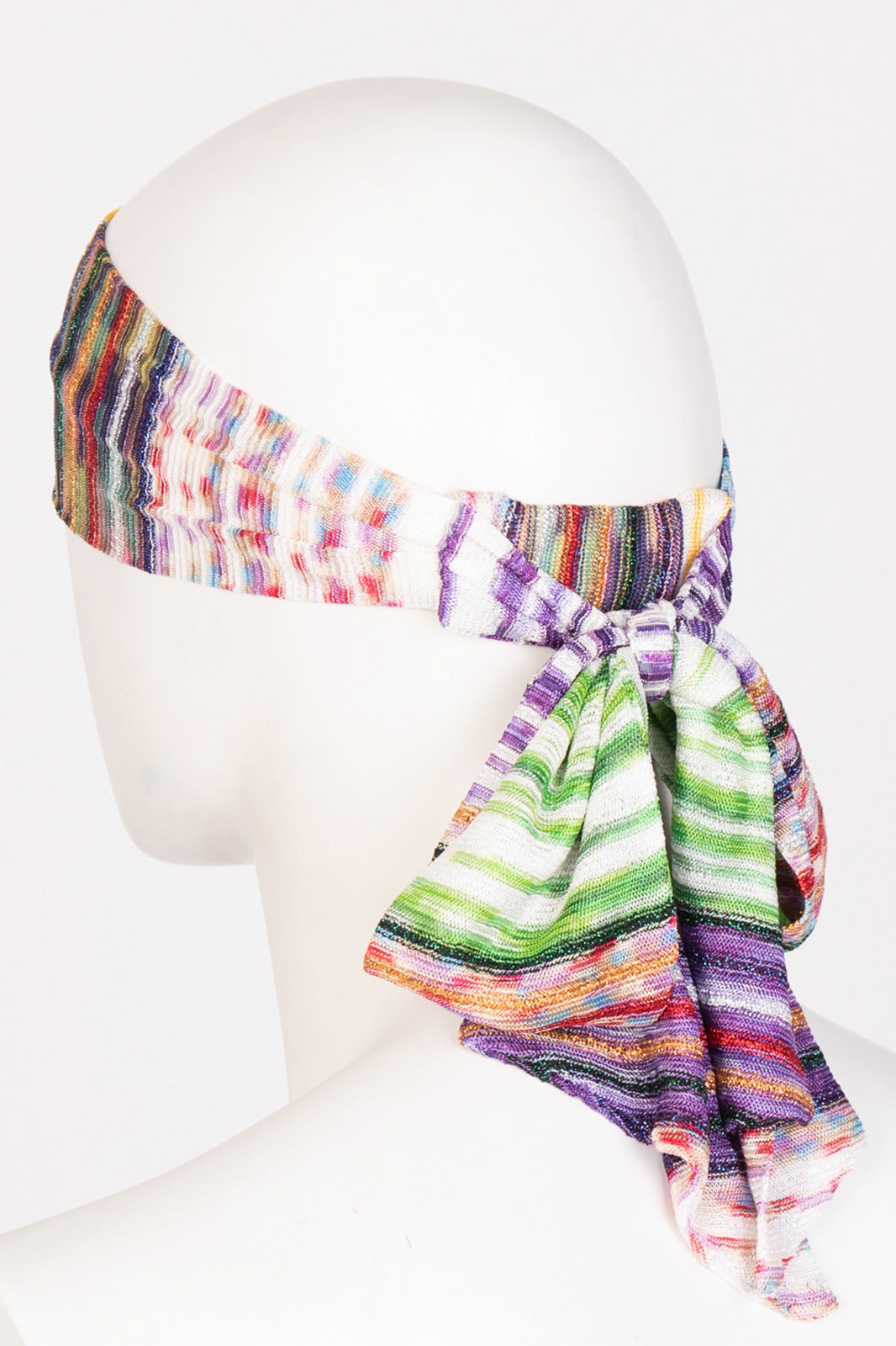RRP€270 MISSONI MARE Headband Crochet  Back Strap Lame Striped Made in Italy gallery main photo