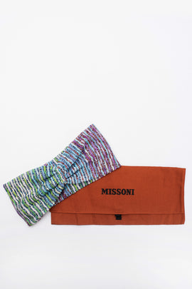 RRP€140 MISSONI MARE Wide Headband Striped Lame Effect Textured Made in Italy