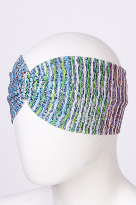 RRP€140 MISSONI MARE Wide Headband Striped Lame Effect Textured Made in Italy