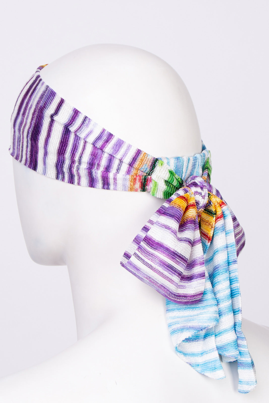 RRP€270 MISSONI MARE Headband Crochet  Back Strap Lame Striped Made in Italy gallery main photo