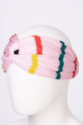 RRP€210 MISSONI Crochet Double Strap Headband Stripe Twisted Front Made in Italy
