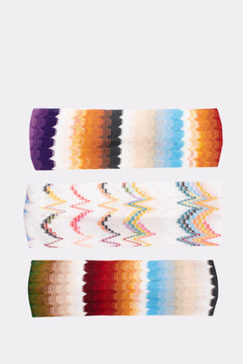 RRP€270 MISSONI KIDS Headband Set of 3 One Size Zig Zag Pattern Lightweight Knit
