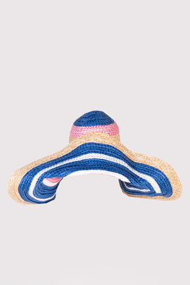 RRP€430 MISSONI MARE Woven Wide Brim Panama Hat Size S Striped Colour Block