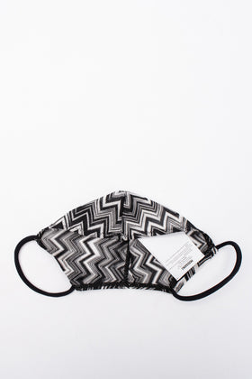 RRP€150 MISSONI Reusable Face Mask Set of 2 Lame Effect Zig Zag Lightweight Knit gallery photo number 3