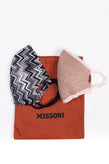 RRP€150 MISSONI Reusable Face Mask Set of 2 Lame Effect Zig Zag Lightweight Knit gallery photo number 1