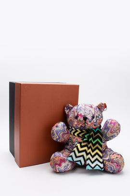 RRP€240 MISSONI Plush Toy Teddy Bear With Scarf LIMITED EDITION Zig Zag Waves