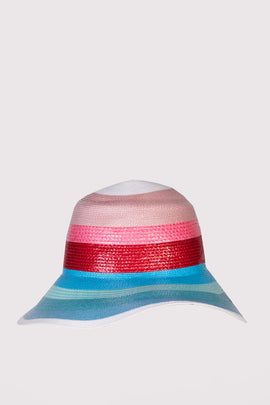 RRP€390 MISSONI MARE Woven Beach Panama Hat Size M HANDMADE Striped Colour Block