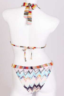 RRP €360 MISSONI MARE Bikini Set US6 IT42 M Zig Zag Lame Effect Lightweight Knit