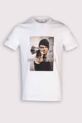 RRP €220 NEIL BARRETT T-Shirt Top Size 2XL White Coated 'GANGSTA 01 / BRUTUS'