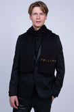 RRP €235 PHILIPP PLEIN Large Shawl Wrap Scarf Logo Two Tone Made in Italy gallery photo number 1