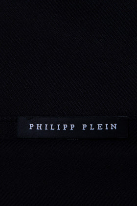 RRP €235 PHILIPP PLEIN Large Shawl Wrap Scarf Logo Two Tone Made in Italy gallery photo number 8
