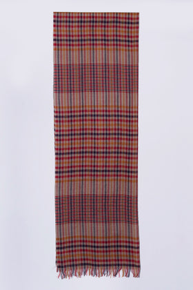 RRP€320 MALO Wool Plaid Shawl Wrap Scarf Large Frayed Edges Made in Italy gallery photo number 6