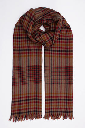 RRP€320 MALO Wool Plaid Shawl Wrap Scarf Large Frayed Edges Made in Italy gallery photo number 5