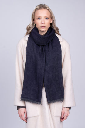MALO Wool Large Shawl Wrap Scarf RRP€320 Denim Look Lightweight Made in Italy gallery photo number 3