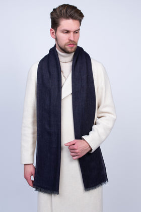 MALO Wool Large Shawl Wrap Scarf RRP€320 Denim Look Lightweight Made in Italy gallery photo number 2