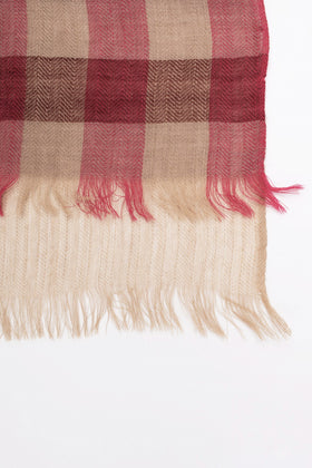 MALO Wool Large Shawl Wrap Scarf RRP€320 Check Frayed Edges Made in Italy gallery photo number 7