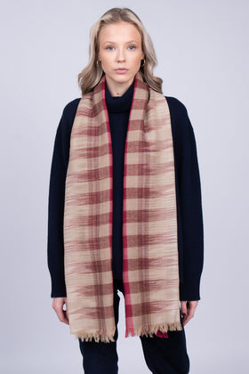 MALO Wool Large Shawl Wrap Scarf RRP€320 Check Frayed Edges Made in Italy gallery photo number 3