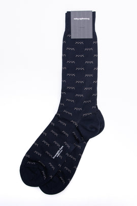 RRP€29 ZEGNA Mid Calf Socks One Size Iconic Triple X Logo Intarsia Made in Italy