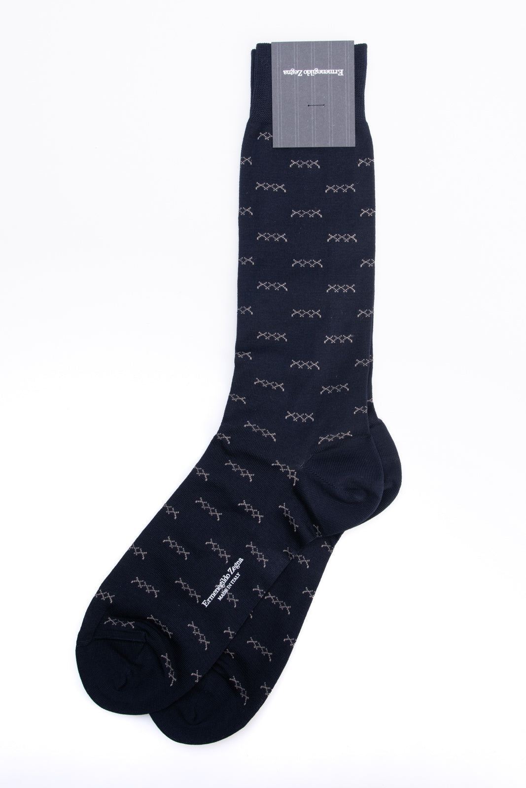 RRP€29 ZEGNA Mid Calf Socks One Size Iconic Triple X Logo Intarsia Made in Italy gallery main photo