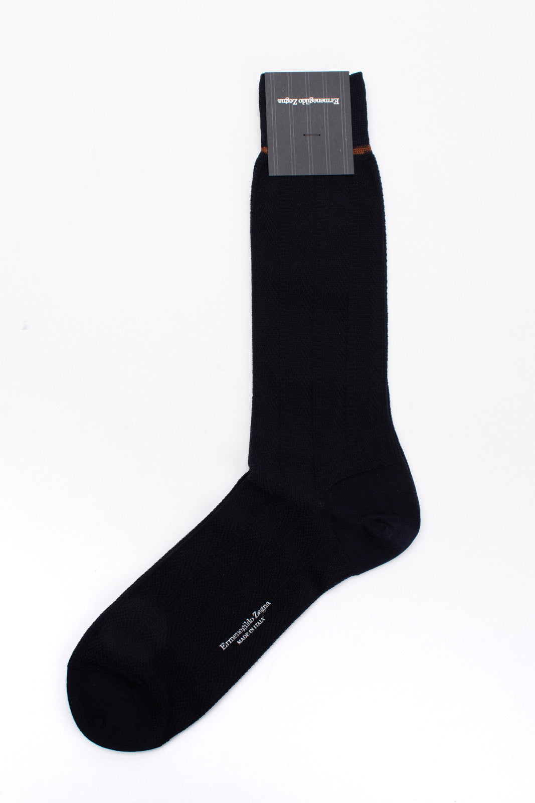 RRP€29 ZEGNA Mid Calf Socks One Size Textured Chevron Pattern Made in Italy gallery main photo