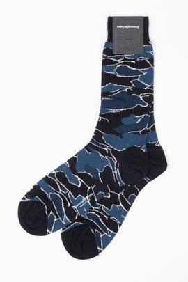 RRP€38 ZEGNA Mid Calf Socks One Size Camouflage Coated Logo Made in Italy