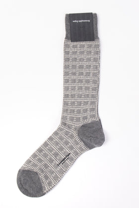 RRP €38 ZEGNA Mid Calf Socks One Size Cashmere Blend Check Mate Melange gallery photo number 1