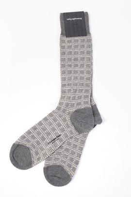RRP €38 ZEGNA Mid Calf Socks One Size Cashmere Blend Check Mate Melange