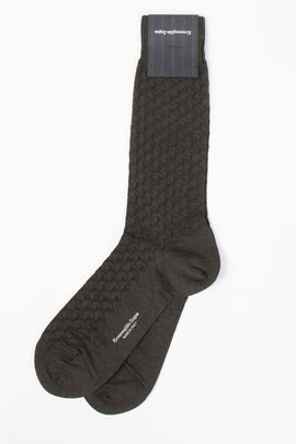 RRP €29 ZEGNA Mid Calf Socks One Size Trigon Textured Coated Logo Made in Italy