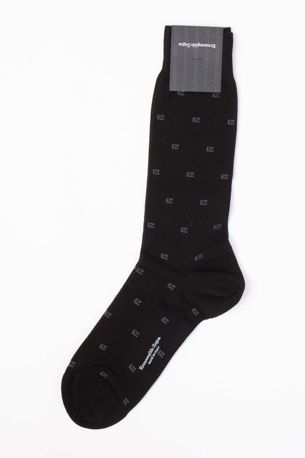 RRP €29 ZEGNA Mid Calf Socks One Size Iconic EZ Logo Detail Made in Italy gallery main photo
