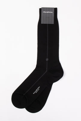 RRP €29 ZEGNA Mid Calf Everyday Socks One Size Black Coated Logo Made in Italy