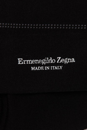 RRP €29 ZEGNA Mid Calf Everyday Socks One Size Black Coated Logo Made in Italy gallery photo number 3