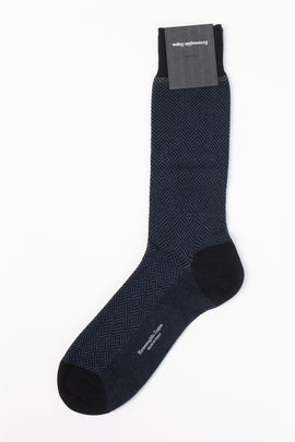 RRP €37 ZEGNA Mid Calf Socks One Size Cashmere Blend Optical Made in Italy
