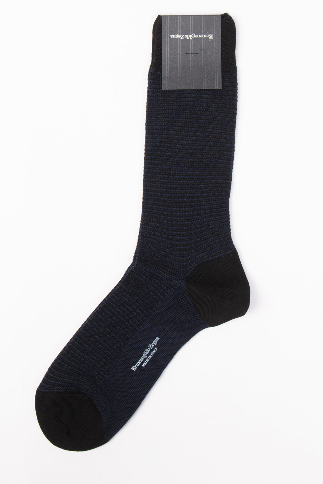 RRP €29 ZEGNA Mid Calf Socks One Size Subtle Lines Two Tone Made in Italy gallery main photo