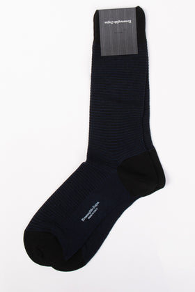 RRP €29 ZEGNA Mid Calf Socks One Size Subtle Lines Two Tone Made in Italy gallery photo number 2