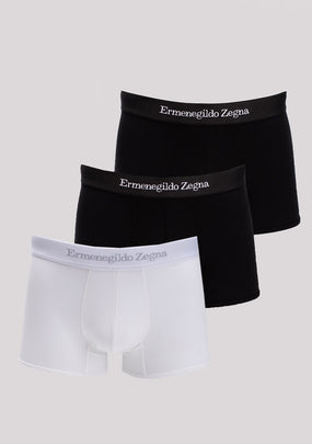RRP €141 ZEGNA 3 PACK Boxer Trunks US/UK40 EU50 L Two Tone Logo Made in Italy