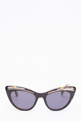 RRP€260 MOSCHINO MOS036/S Cat Eye Sunglasses Tortoiseshell Cut Out Glossy Frame